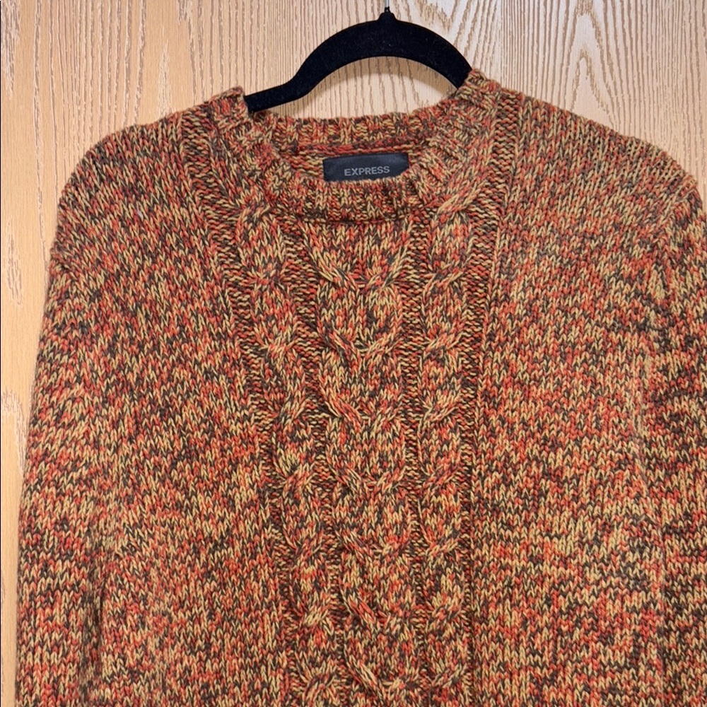 Express Men's Brown Cable Knit Sweater